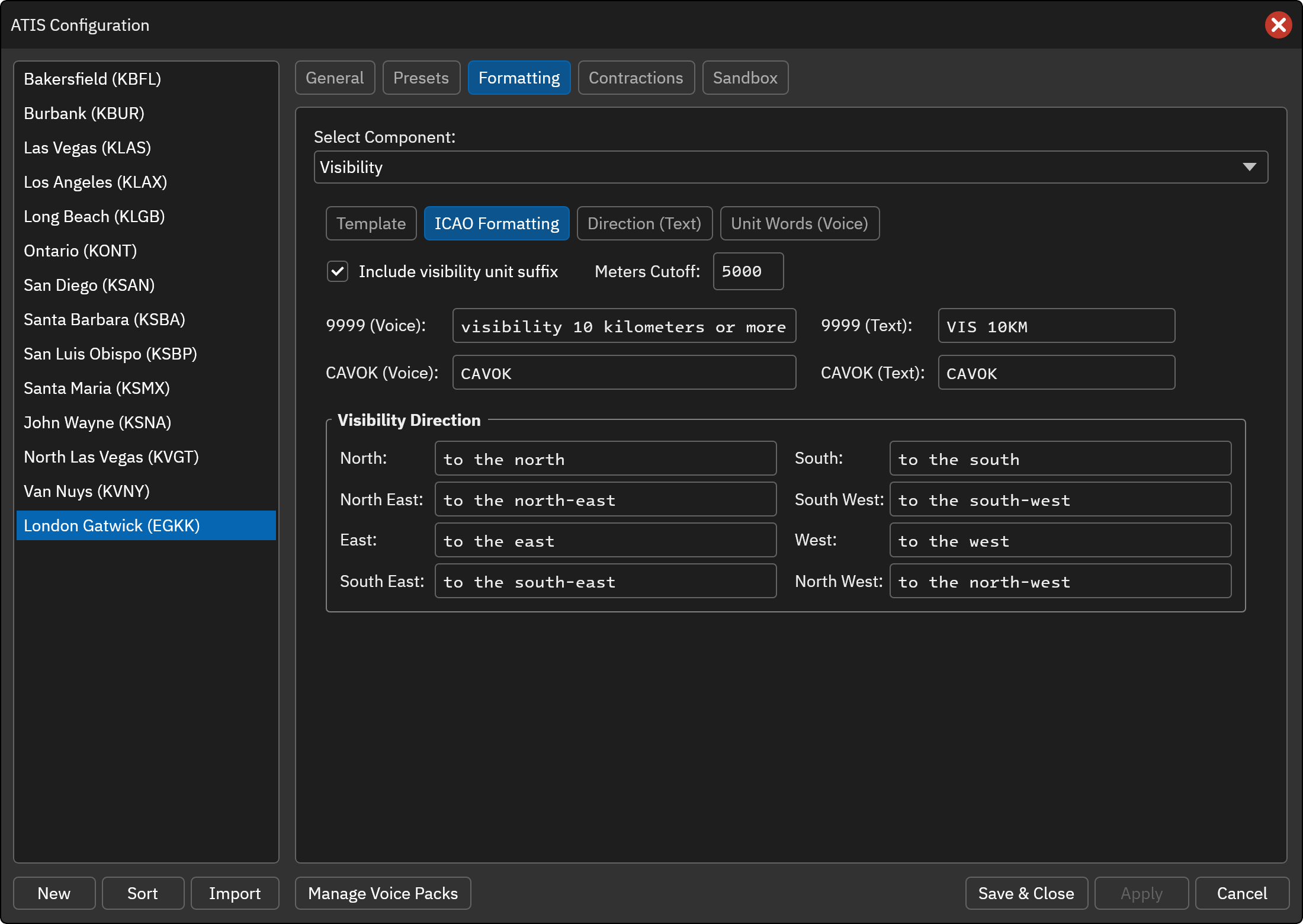 Visibility ICAO Formatting